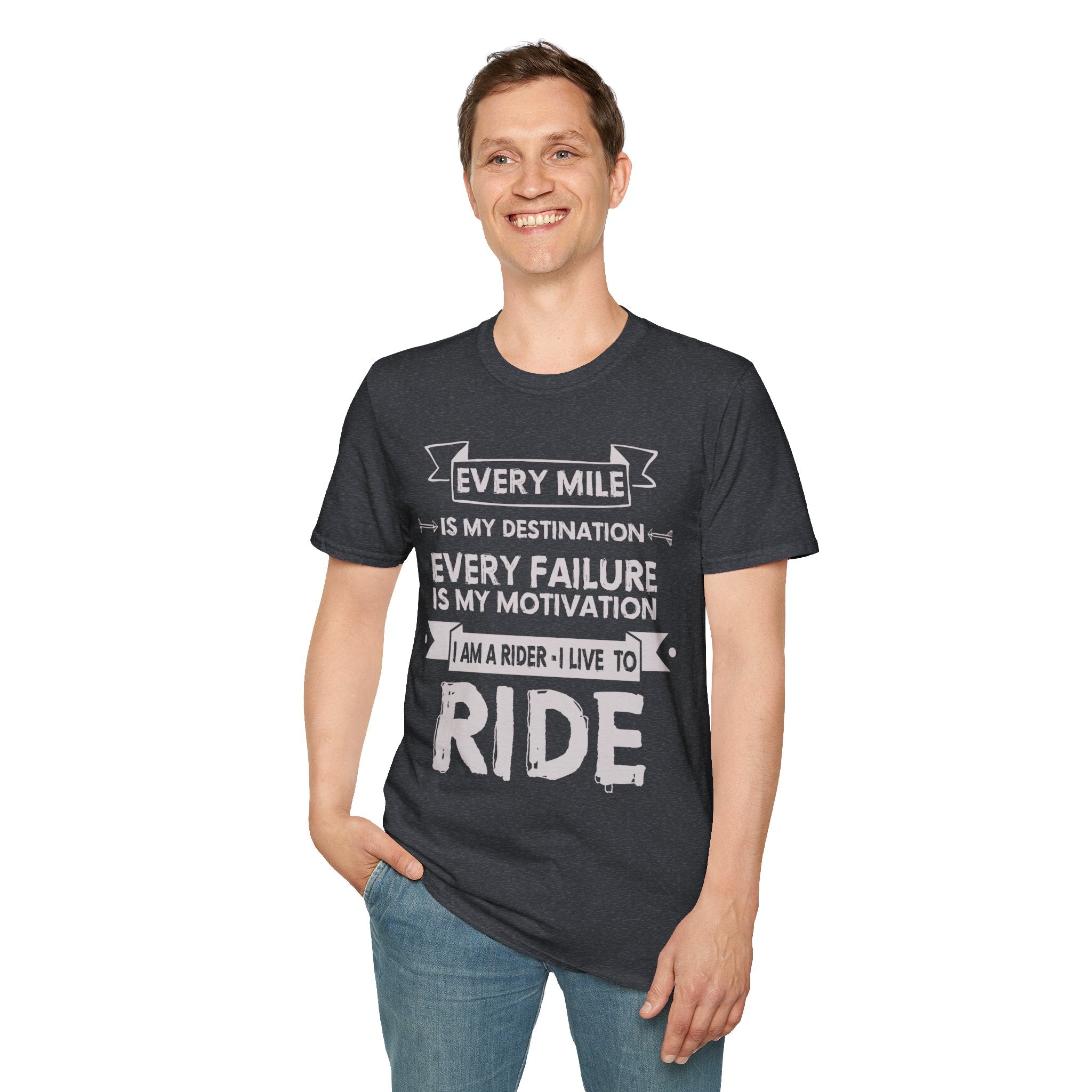 Inspirational Rider T-Shirt | Every Mile Is My Destination | Fitness Gift for Cyclists, Motivational Tee, Unisex Apparel