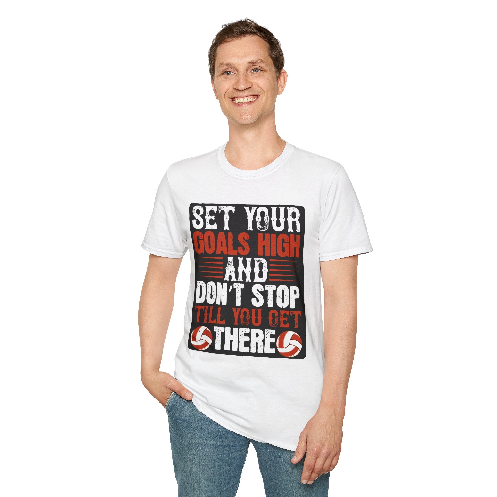 Motivational Unisex T-Shirt - "Set Your Goals High" - Inspirational Workout Tee