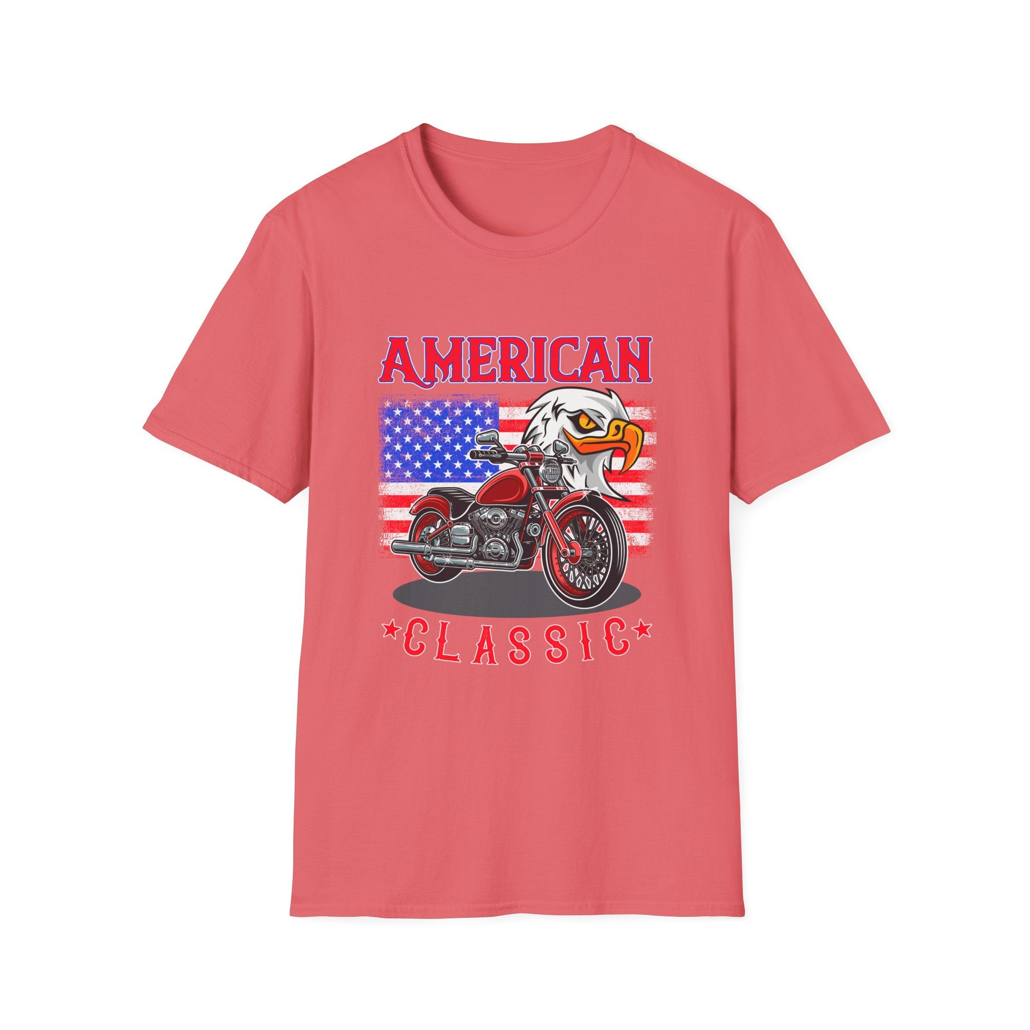 Patriotic Eagle Motorcycle T-Shirt, Unisex Casual Tee, American Rider Apparel, Independence Day Gift, Classic Style Shirt