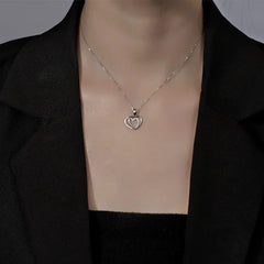 925 Sterling Silver Double Heart-shaped Necklace For Women Summer Advibe Studio