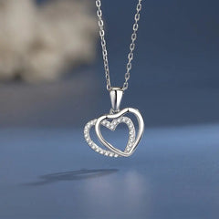 925 Sterling Silver Double Heart-shaped Necklace For Women Summer Advibe Studio