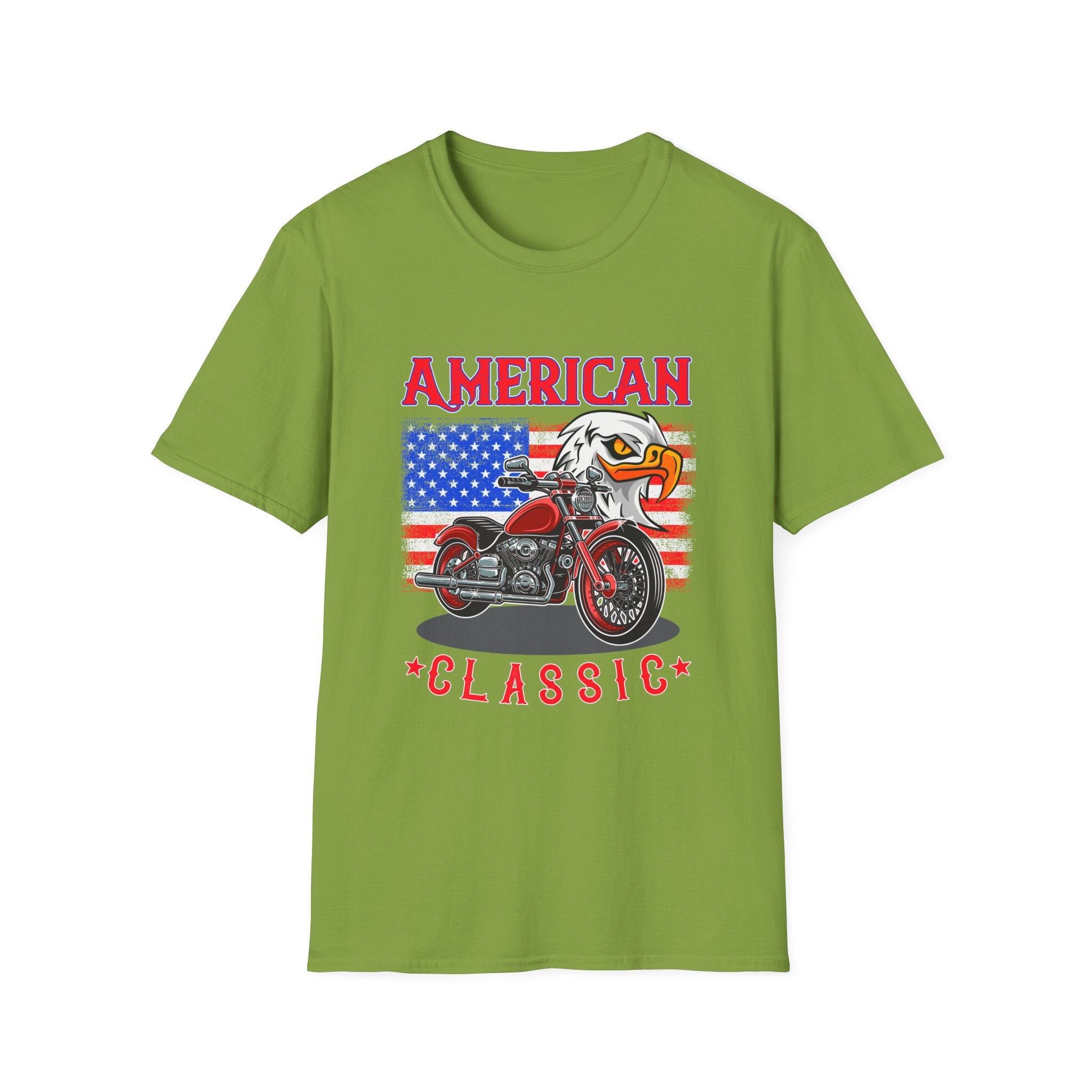 Patriotic Eagle Motorcycle T-Shirt, Unisex Casual Tee, American Rider Apparel, Independence Day Gift, Classic Style Shirt