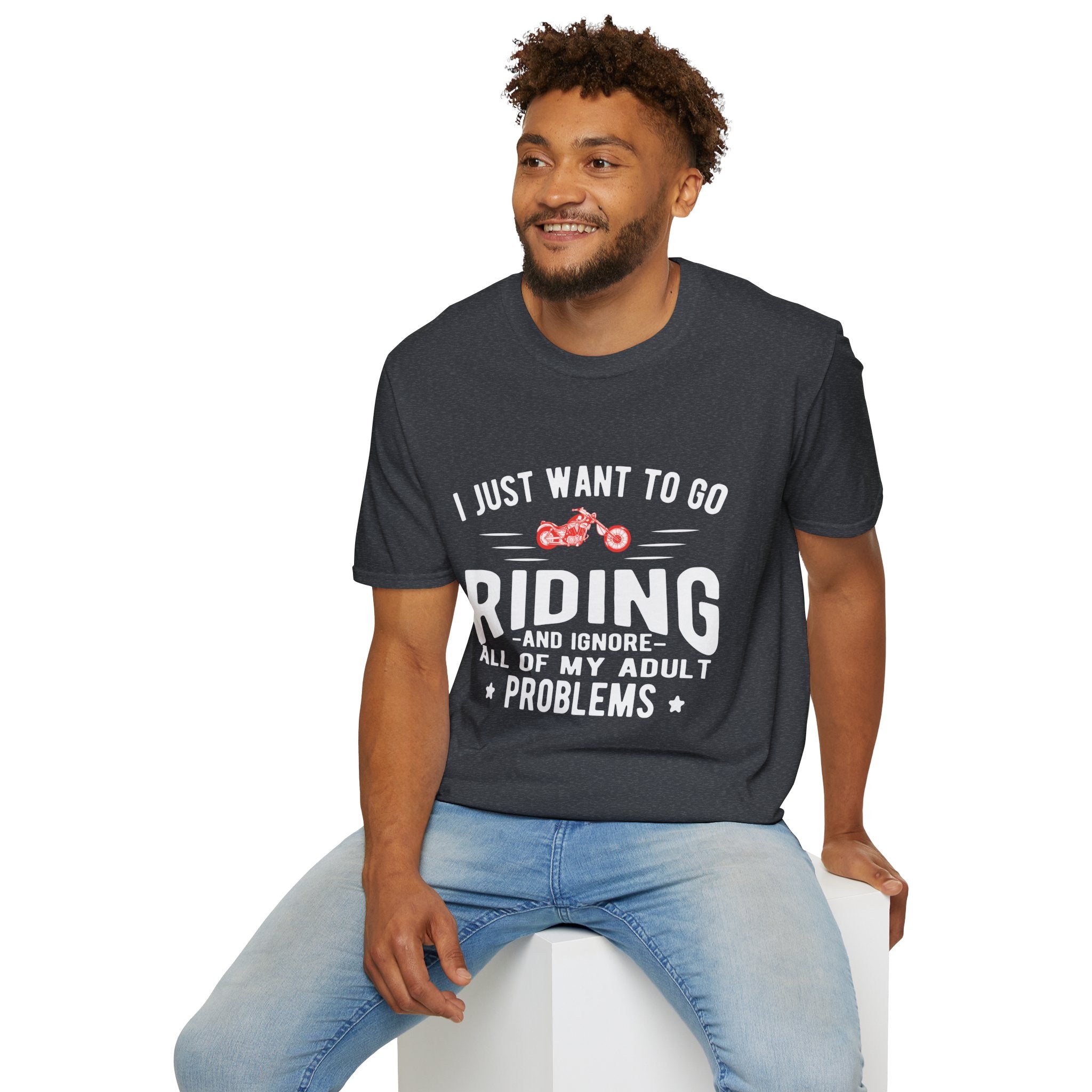 Funny Riding T-Shirt for Adults, Unisex Graphic Tee, Casual Wear, Gift for Riders, Adulting Humor Shirt