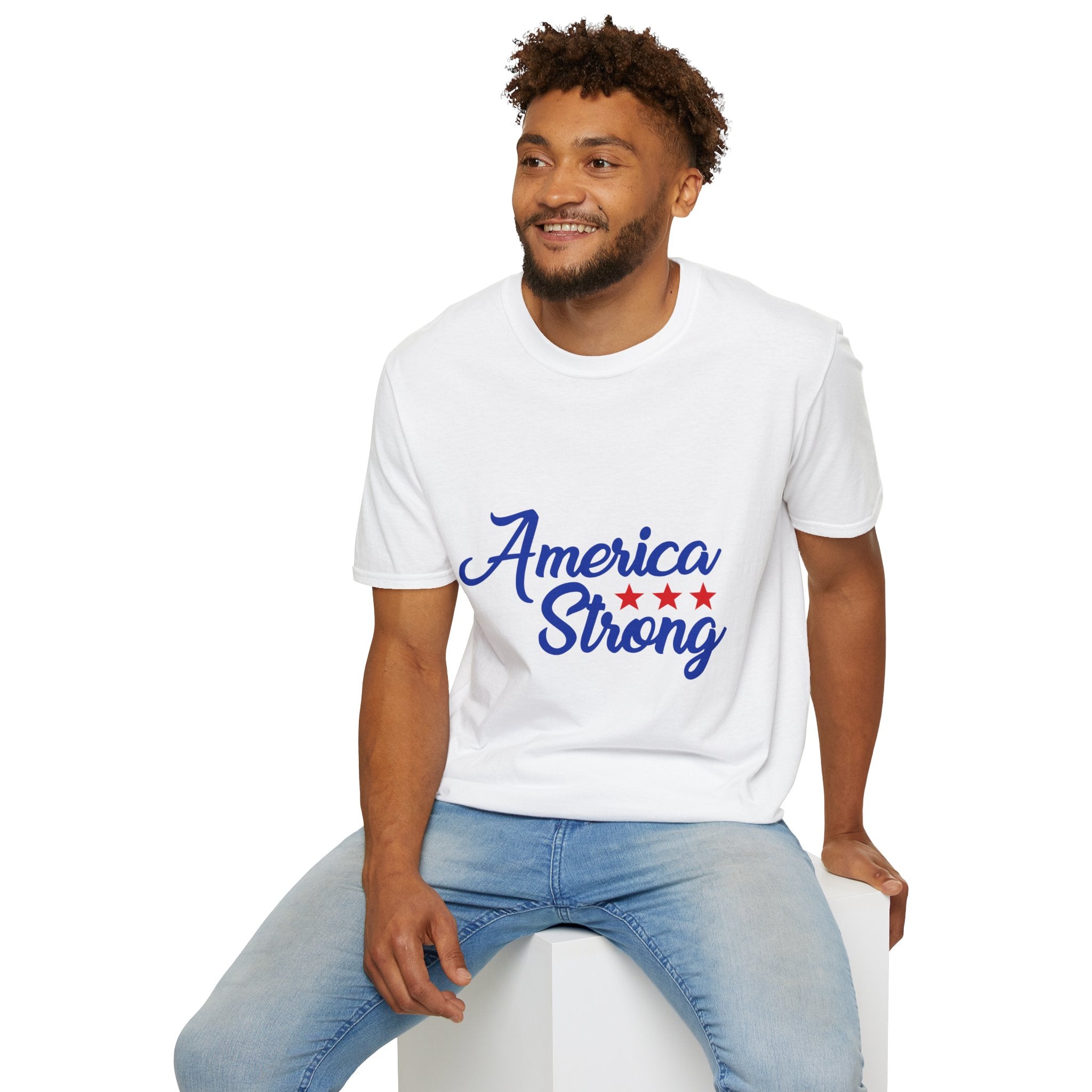 Unisex Softstyle T-Shirt - America Strong, Patriotic Tee, Casual Wear, Independence Day Outfit, Gift for Veterans, Summer Style
