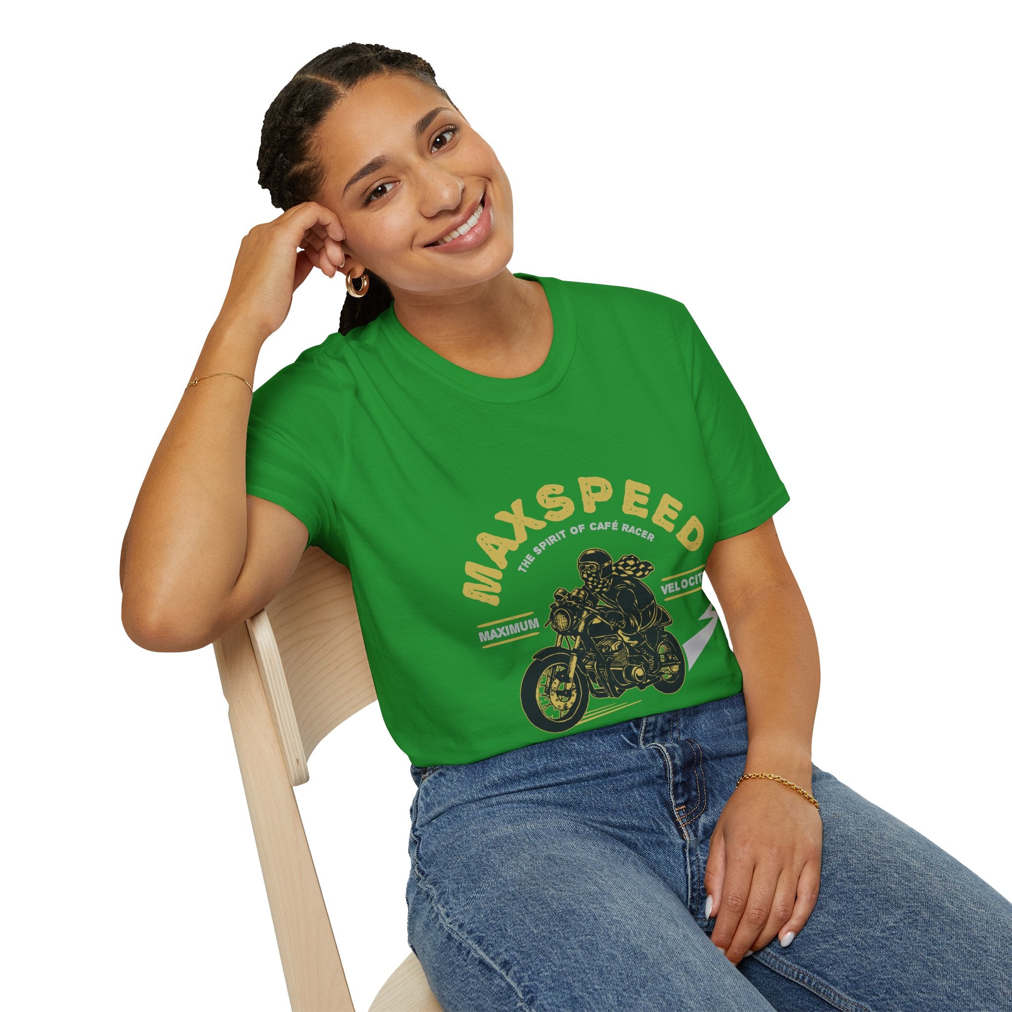 Maxspeed Motorcycle Unisex Softstyle T-Shirt, Biker Tee, Gift for Him, Casual Wear, Custom Graphic Shirt, Motorcycle Enthusiast Apparel