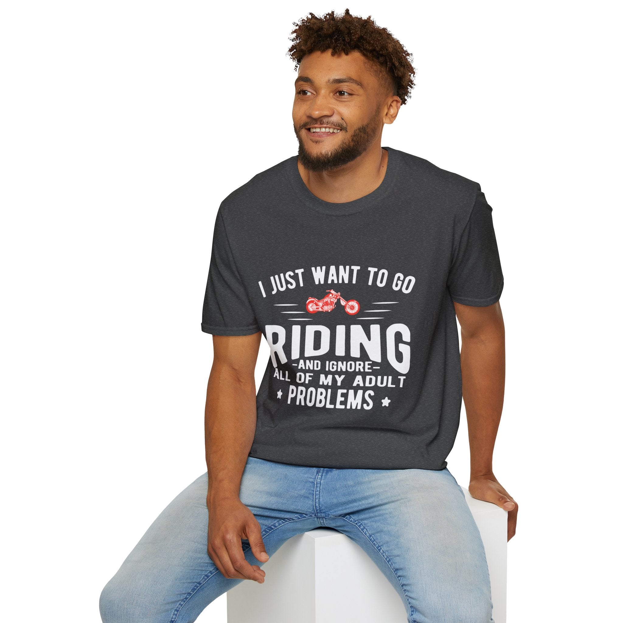 Funny Riding T-Shirt for Adults, Unisex Graphic Tee, Casual Wear, Gift for Riders, Adulting Humor Shirt
