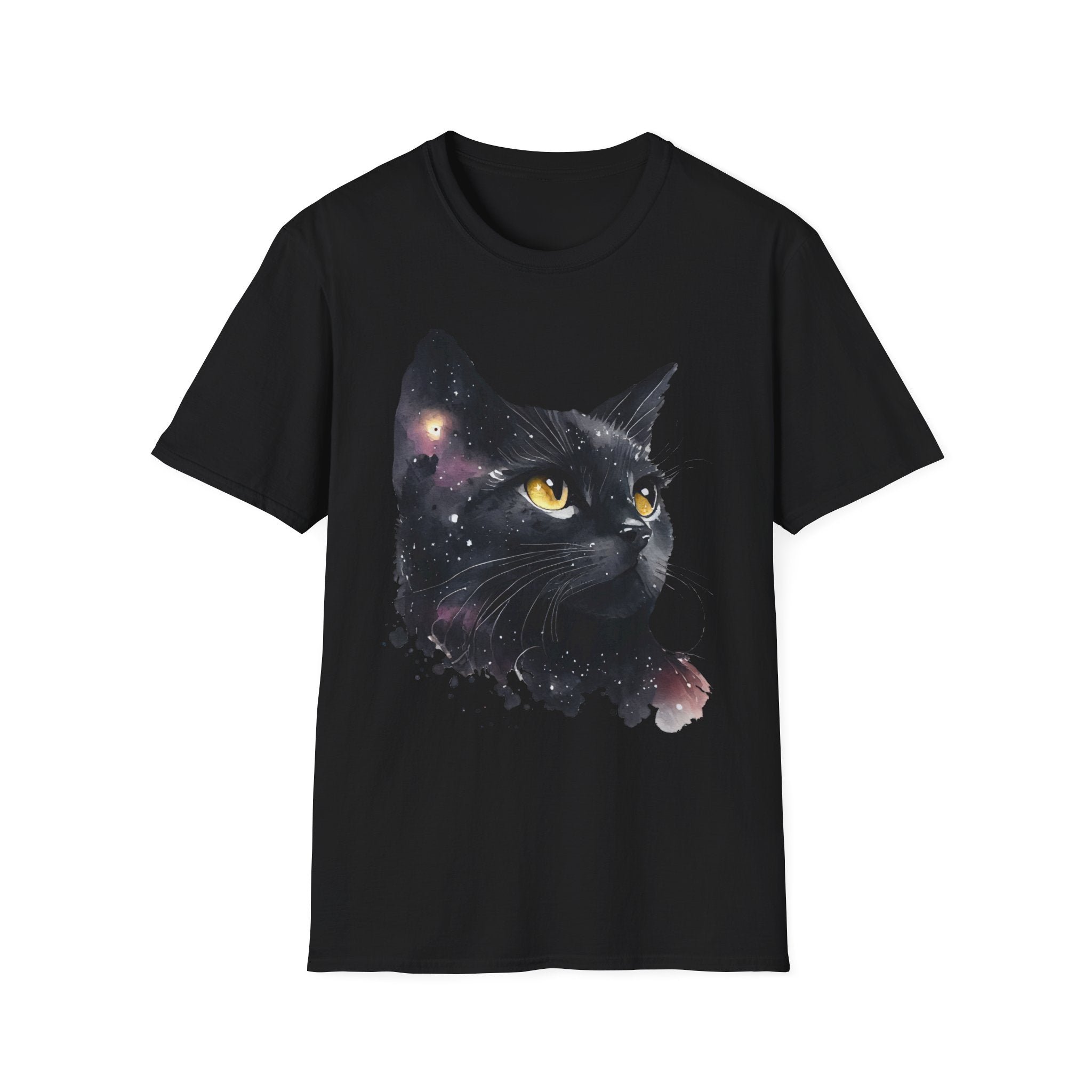 Galactic Cat Unisex Softstyle T-Shirt | Cosmic Space Kitty Tee, Cat Lover Gift, Astrology Shirt, Unique Pet Apparel, Cute Astronomy Design