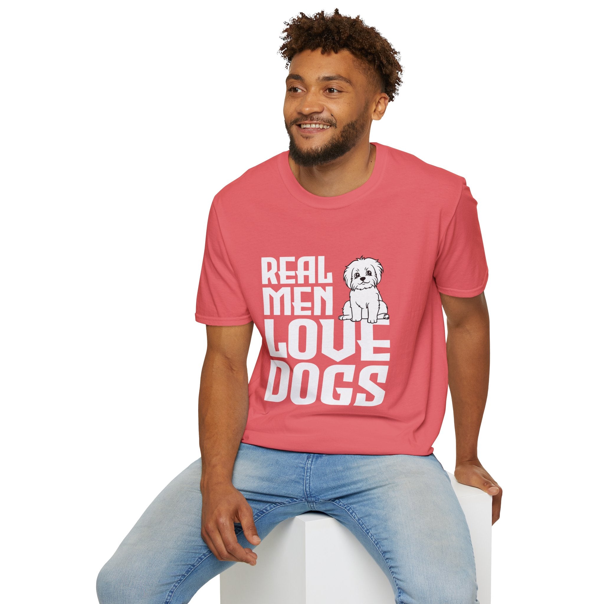 Unisex Dog Lover T-Shirt, Real Men Love Dogs Tee, Pet Owner Apparel, Gift for Dog Dads, Perfect for Birthdays
