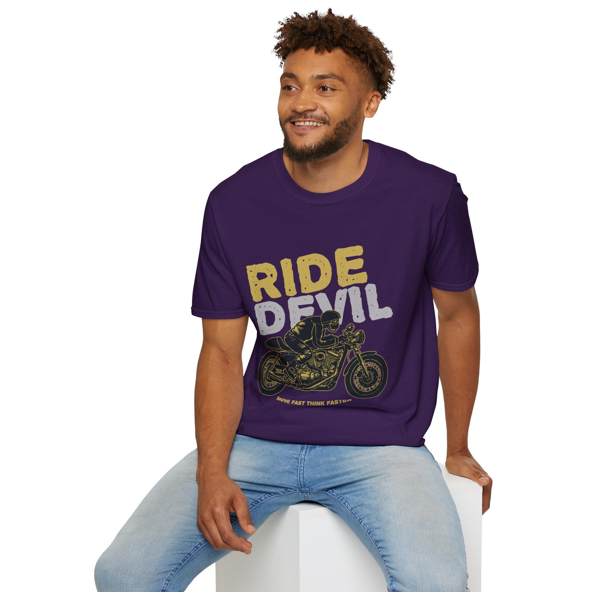 Unisex Softstyle T-Shirt with 'Ride Devil' Graphic - Perfect for Bikers, Gift for Motorcycle Lovers, Casual Wear, Event Merchandise, [...]