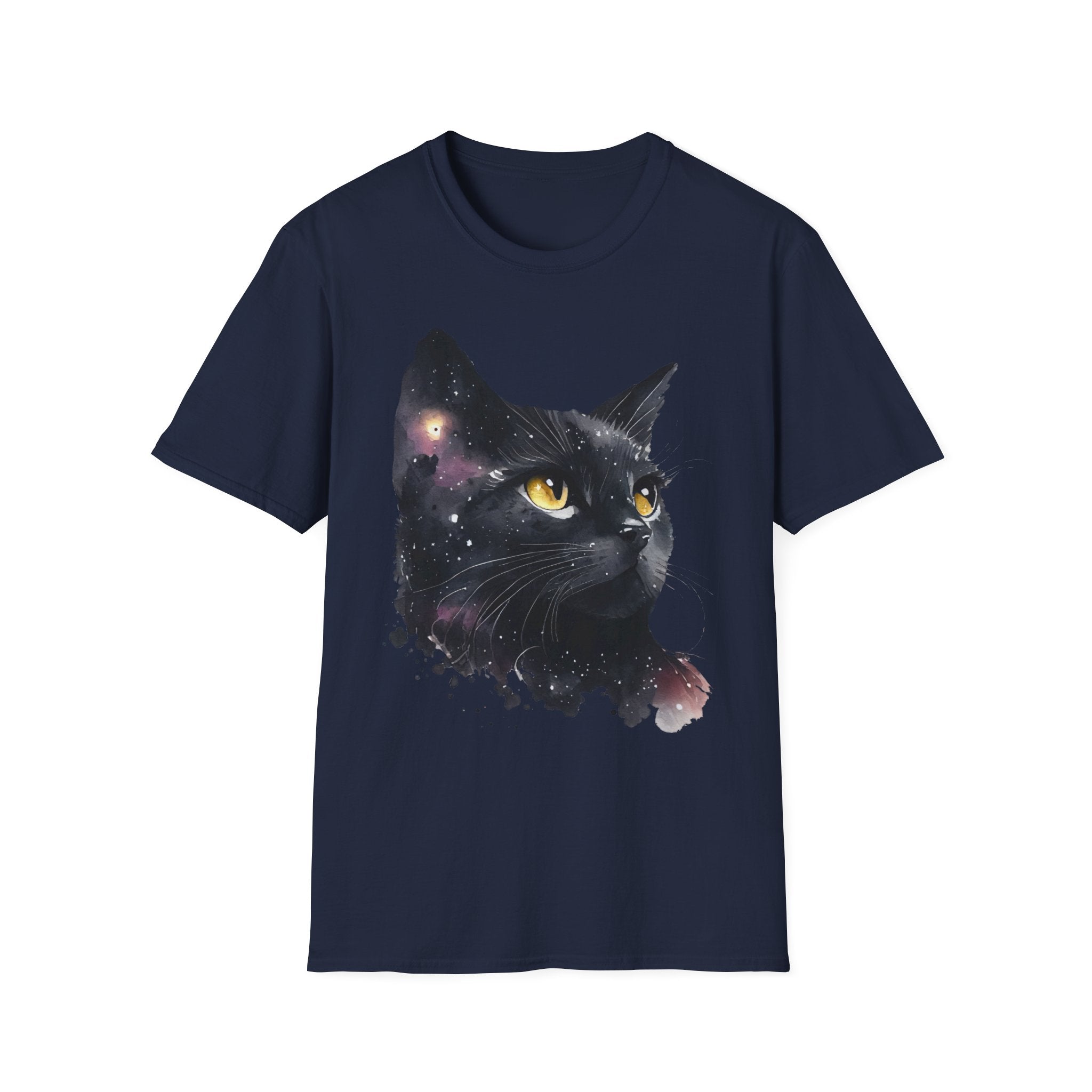 Galactic Cat Unisex Softstyle T-Shirt | Cosmic Space Kitty Tee, Cat Lover Gift, Astrology Shirt, Unique Pet Apparel, Cute Astronomy Design