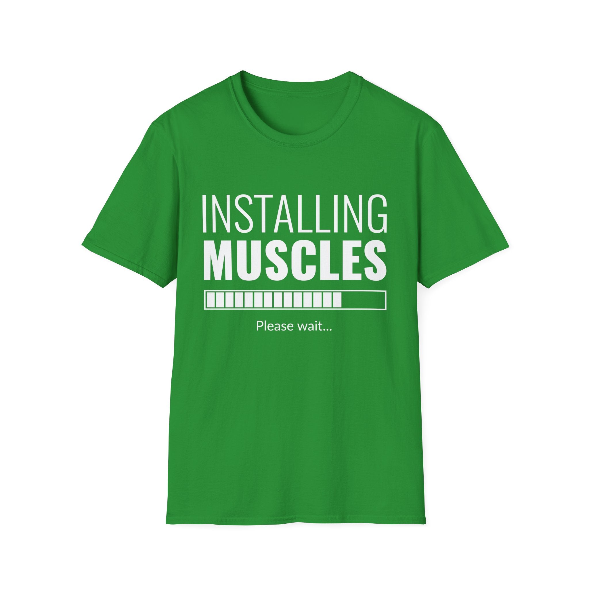 Funny Workout T-Shirt for Fitness Lovers, Gym Humor Shirt, Gift for Him or Her, Installing Muscles Tee, Soft and Comfortable Top