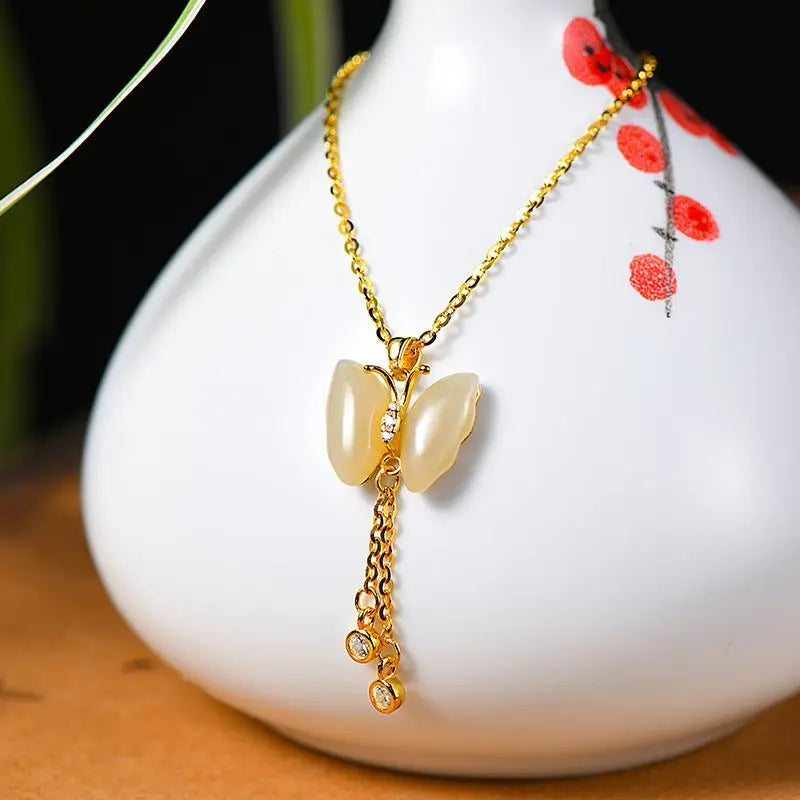 Butterfly Tassel Necklace Female S925 Sterling Silver New Chinese Style High Sense Advibe Studio