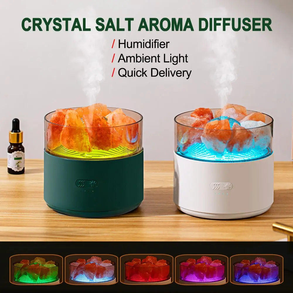 Cool-Mist Impeller Air Humidifier Crystal Salt Aroma Diffuser Incense Machine Fogger Essential Oil Lamp Difusor Ambient Light Advibe Studio