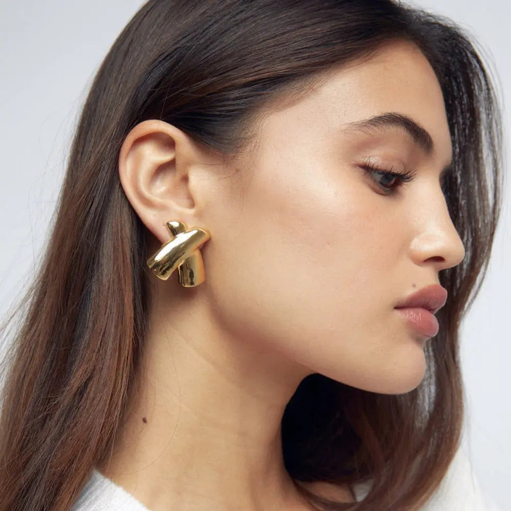 Earrings Chubby Cross X-shaped Stud Earrings Simple Earrings Advibe Studio