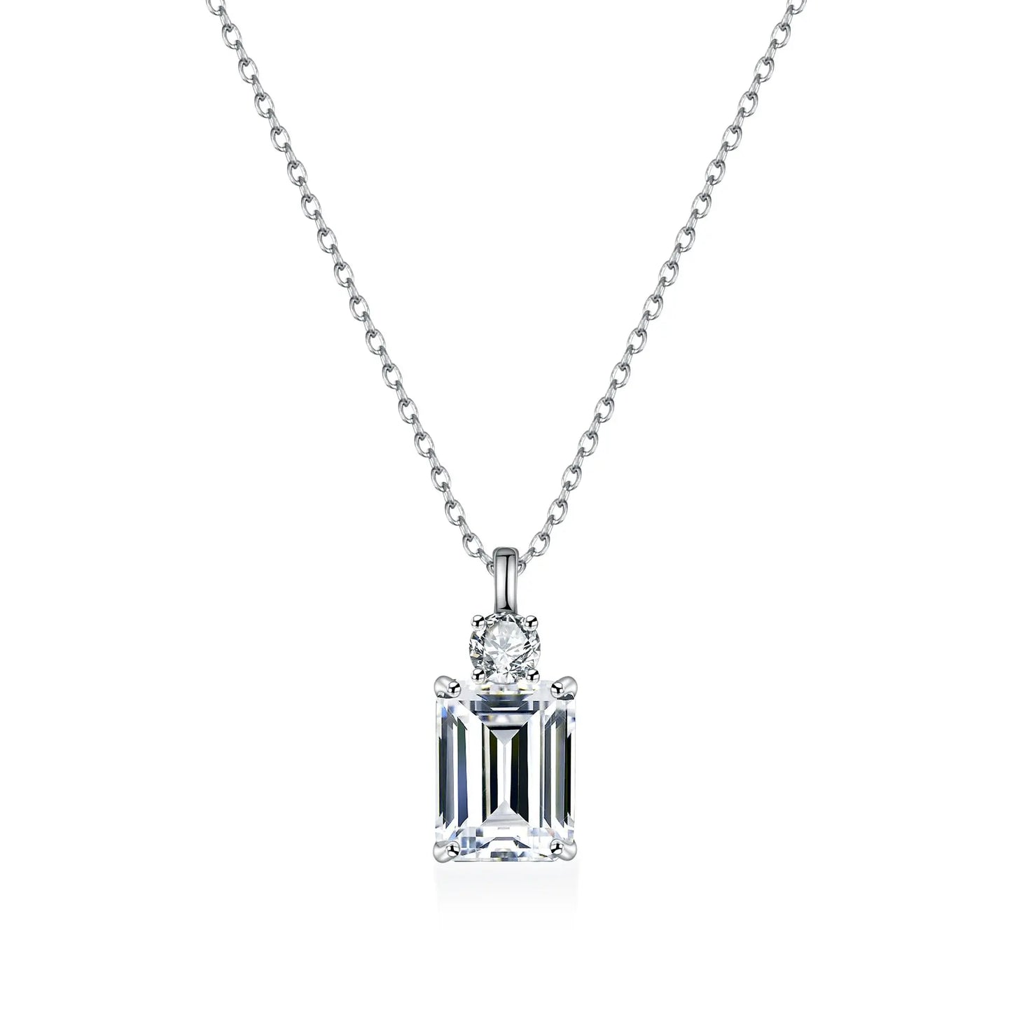 Emerald Diamond Square S925 Sterling Silver Necklace Advibe Studio