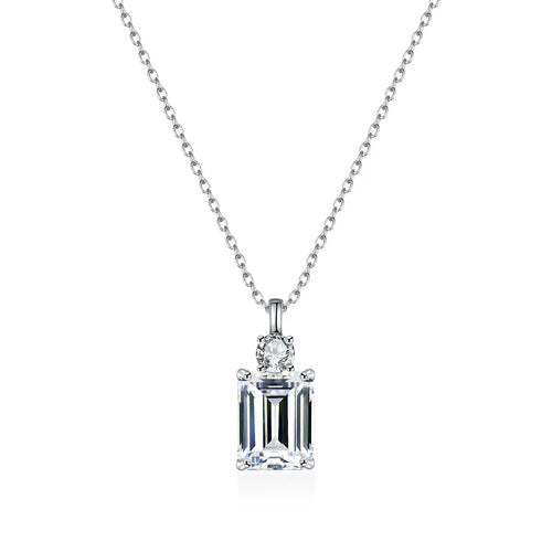 Emerald Diamond Square S925 Sterling Silver Necklace Advibe Studio