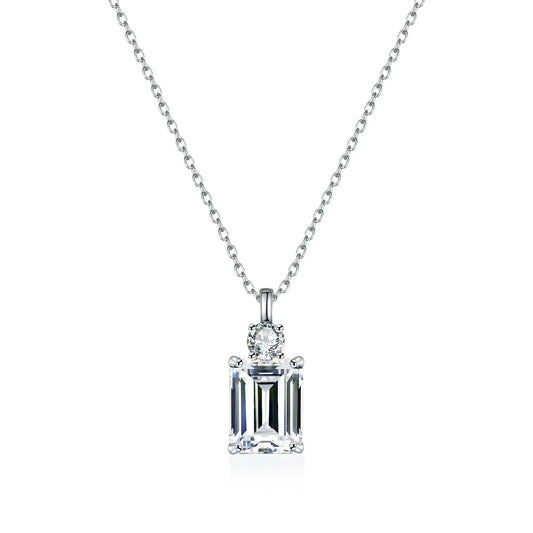 Emerald Diamond Square S925 Sterling Silver Necklace Advibe Studio