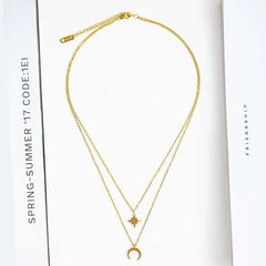 Fine Charm Star European And American Moon Combination Twin Clavicle Chain Advibe Studio
