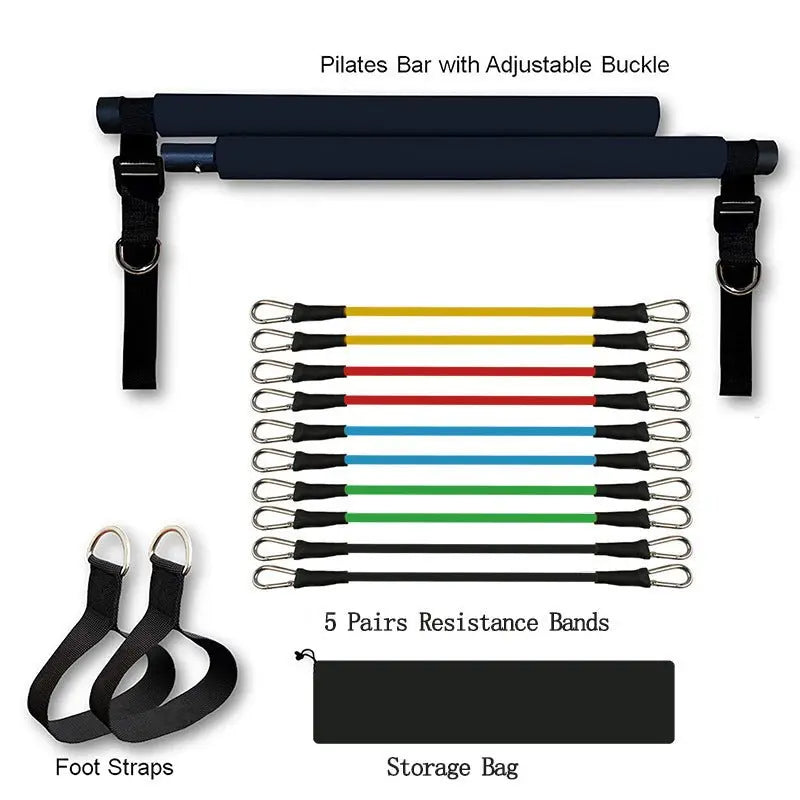Fitness Yoga Pilates Bar Portable Gym Accessories Sport Elastic Bodybuilding Resistance Bands For Home Trainer Workout Equipment Advibe Studio