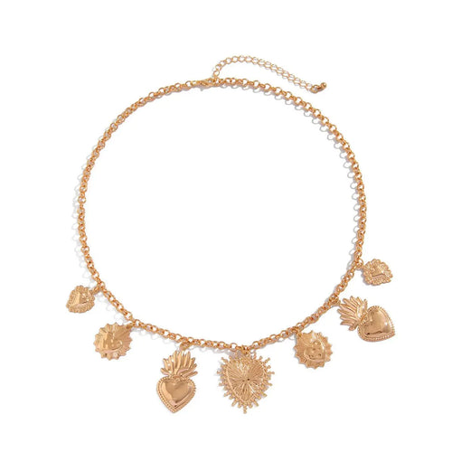 Flame Peach Heart Alloy Pendant Necklace Creative Advibe Studio