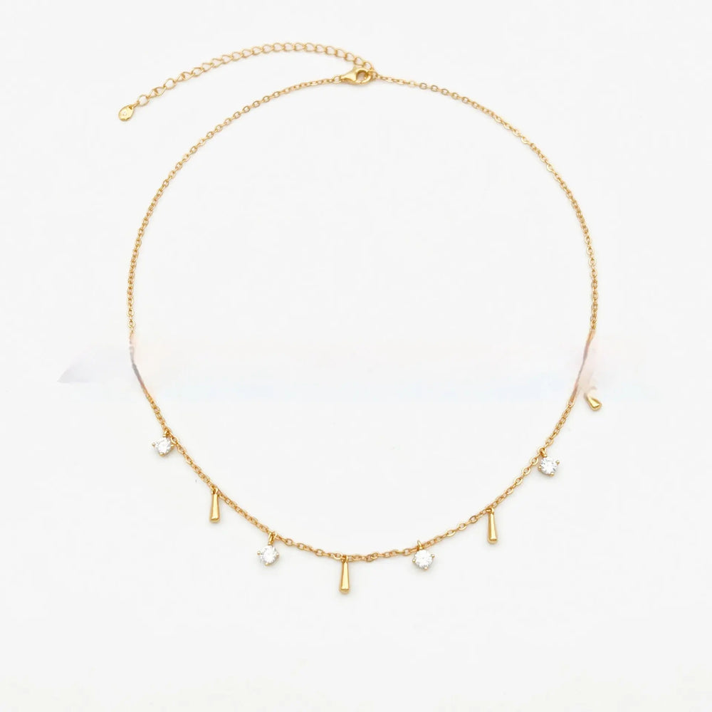 French White Zirconium Tassel Water Drop Sterling Silver Necklace Niche Design Advibe Studio