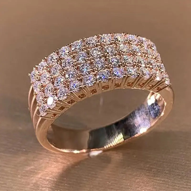Inlaid Zircon Female Shiny Ring Geometry Advibe Studio