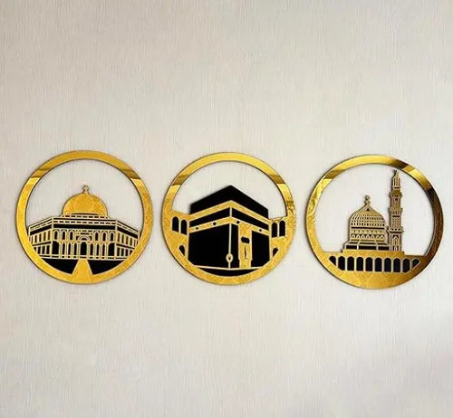 Set of Masjid Al Aqsa, Masjid Al-Haram & Masjid An-Nabawi Islamic Wall Art Advibe Studio