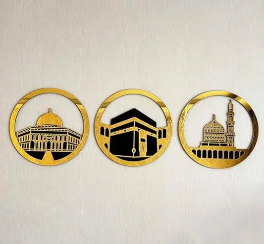 Set of Masjid Al Aqsa, Masjid Al-Haram & Masjid An-Nabawi Islamic Wall Art Advibe Studio