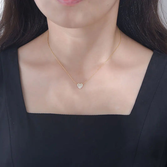 Silver Heart-shaped Zircon Necklace For Women Advibe Studio