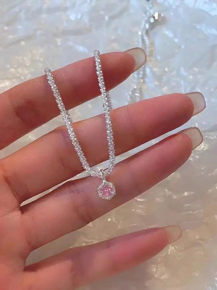 Silver Plated Sparkling Necklace For Women Lvzuan Light Luxury Minority Design Advibe Studio