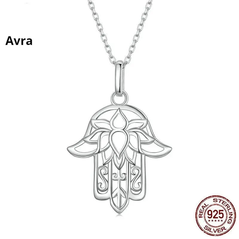 Simple Sterling Silver S925 Fatima Hand Necklace Advibe Studio