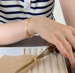 Sterling Silver Bracelet Simple And Irregular Convex Gold Foil Pattern Advibe Studio