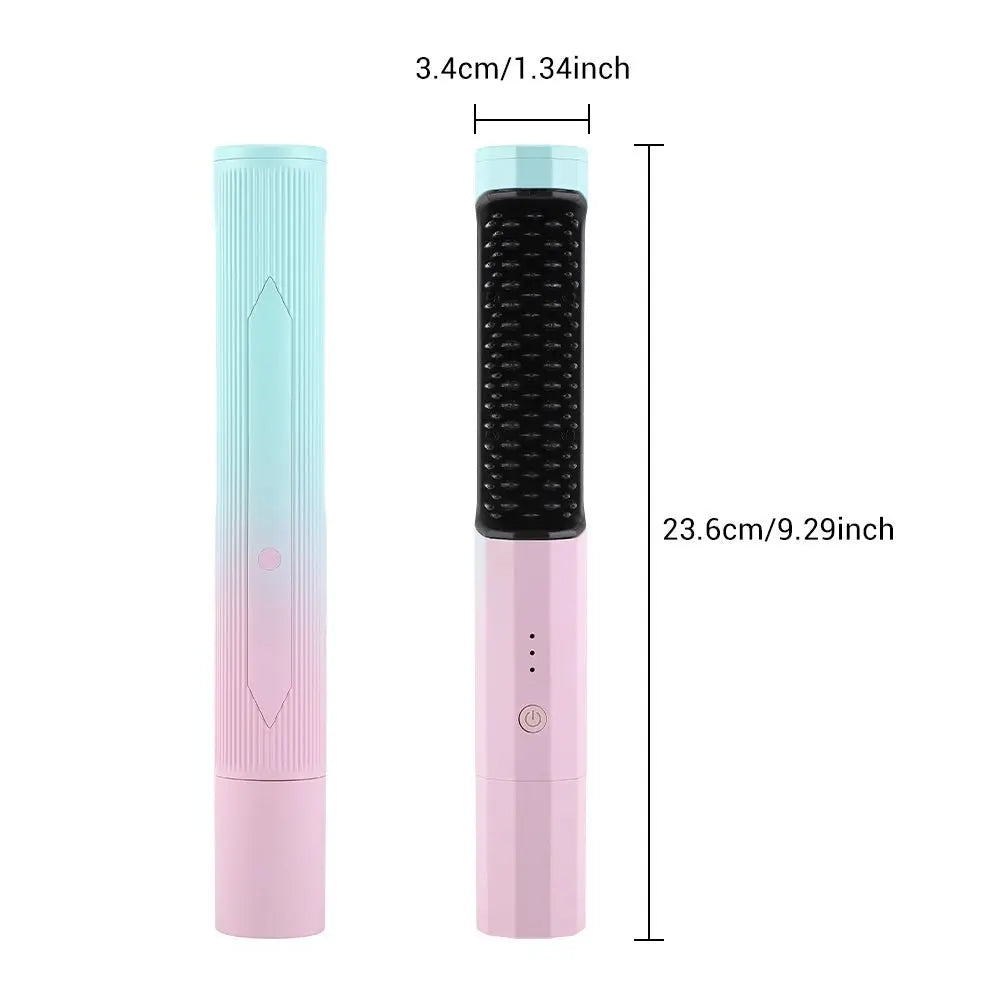 Straightening Comb Rechargeable Hair Wireless Straightener Curler Curling Straighten Dual-purpose Travel Portable USB Charging Advibe Studio