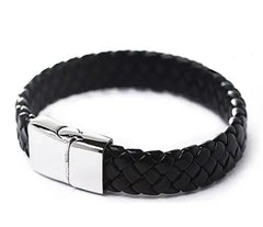 Vintage Men Leather Wristband Braided Magnetic Clasp Bracelet Bangle Advibe Studio